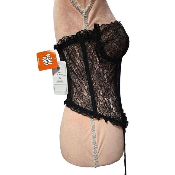 Kiki Riki Black Lace V Wire Corset - Picture 4 of 6